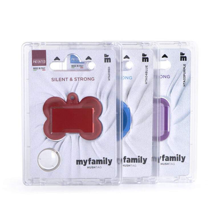 MyFamily Hushtag Hjerte ID Tag-Aluminium med plast kant