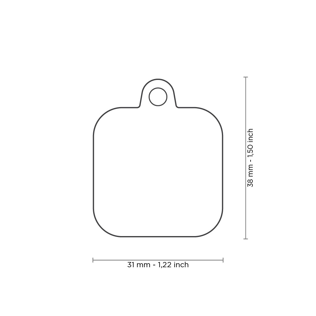 MyFamily Hushtag Firkant ID Tag-Aluminium med plast kant